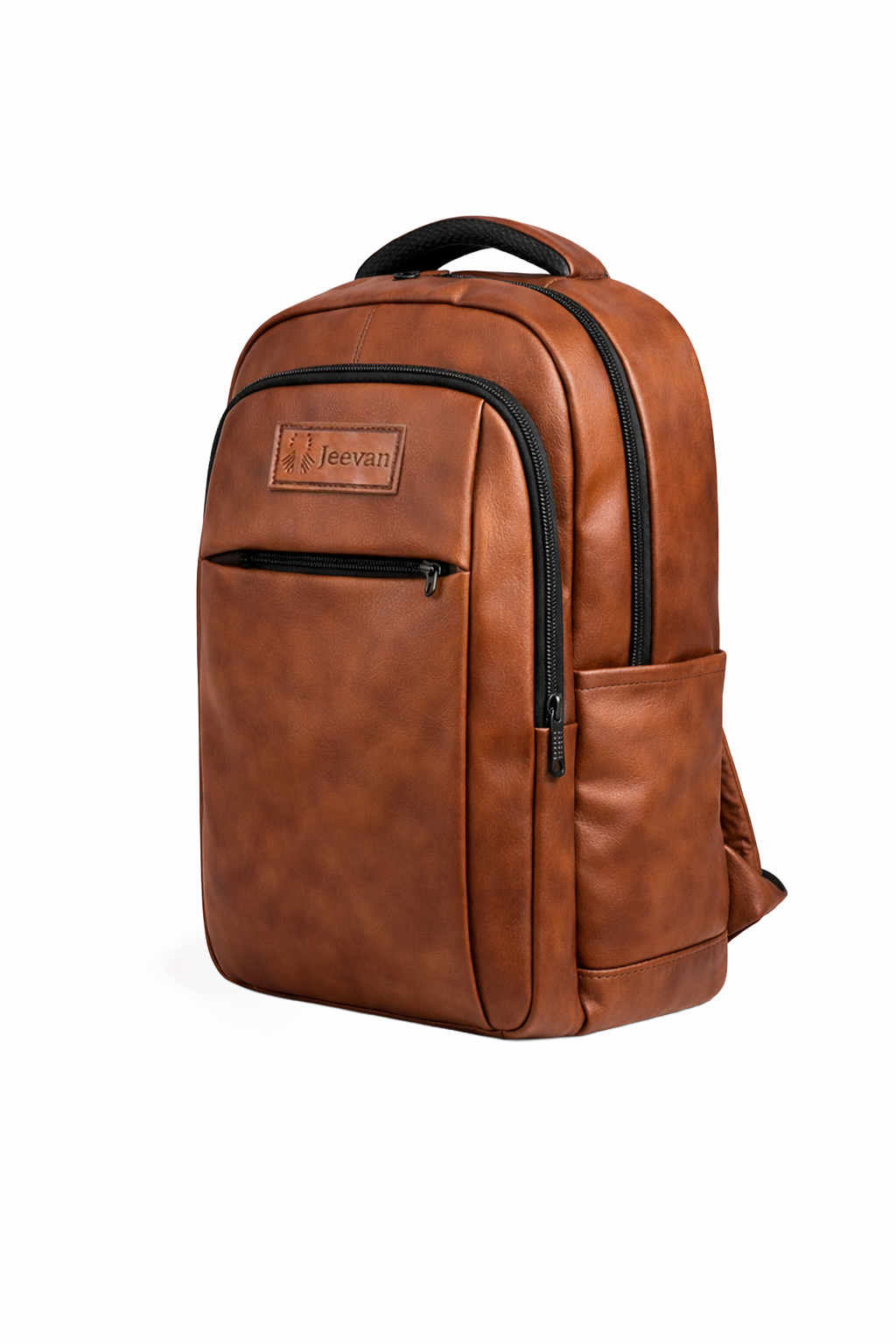 Jeevan Premium Faux Leather Backpack (Camel Brown)
