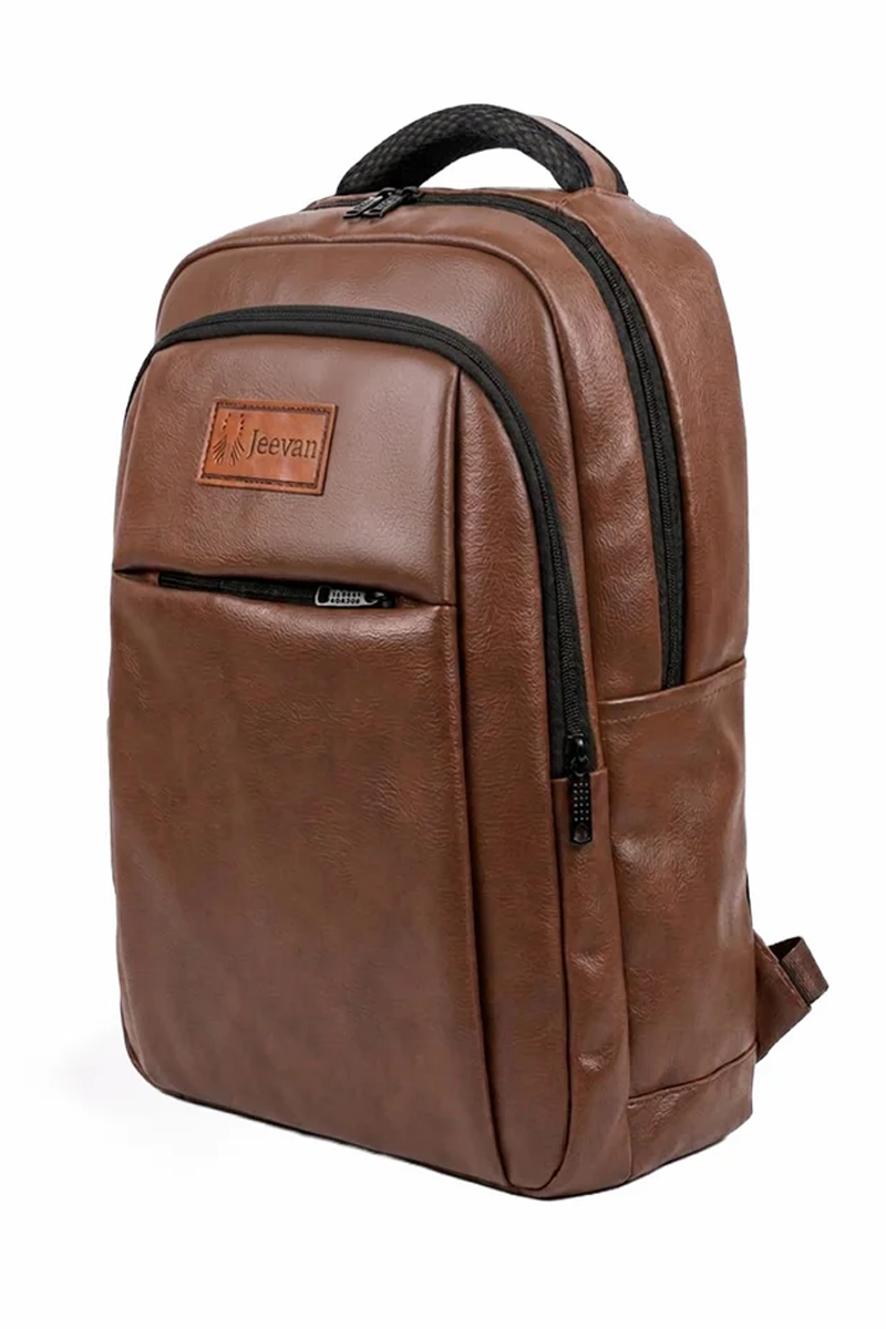brown faux leather backpack men Jeevan Premium Faux Leather Backpack (Chocolate Brown)