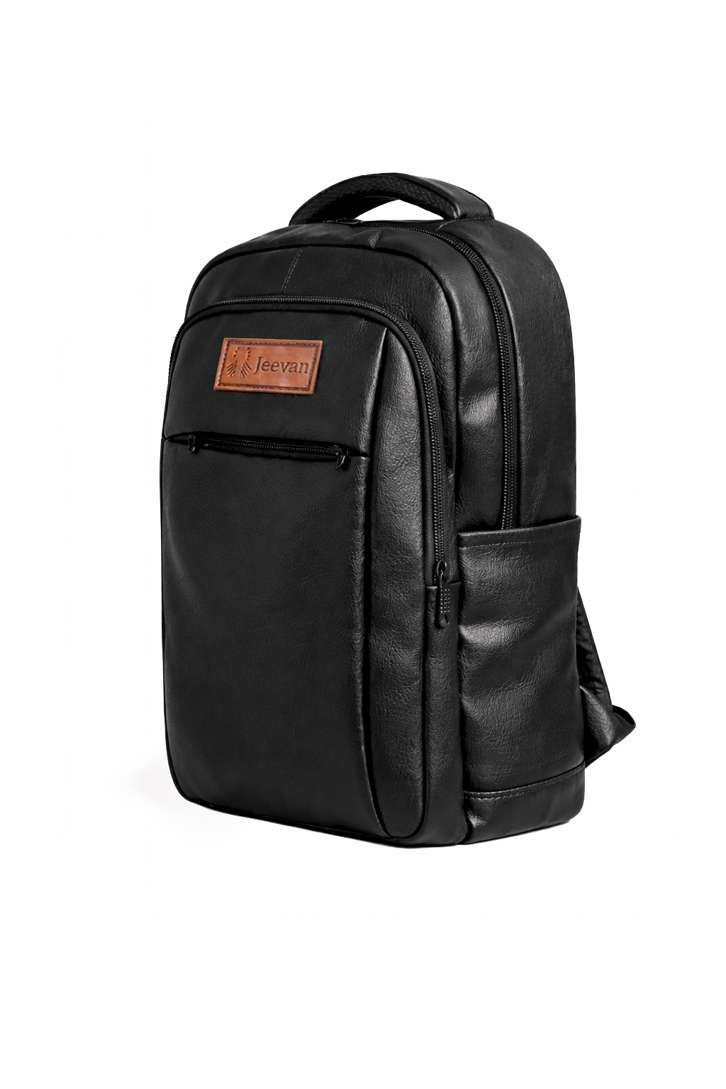 Jeevan Premium Faux Leather Backpack (Black)