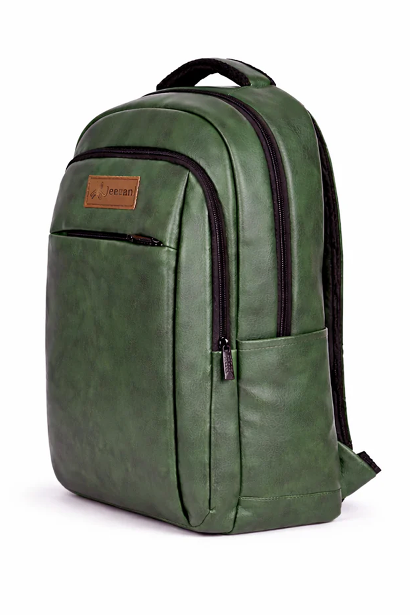 Jeevan Premium Faux Leather Backpack (Green)