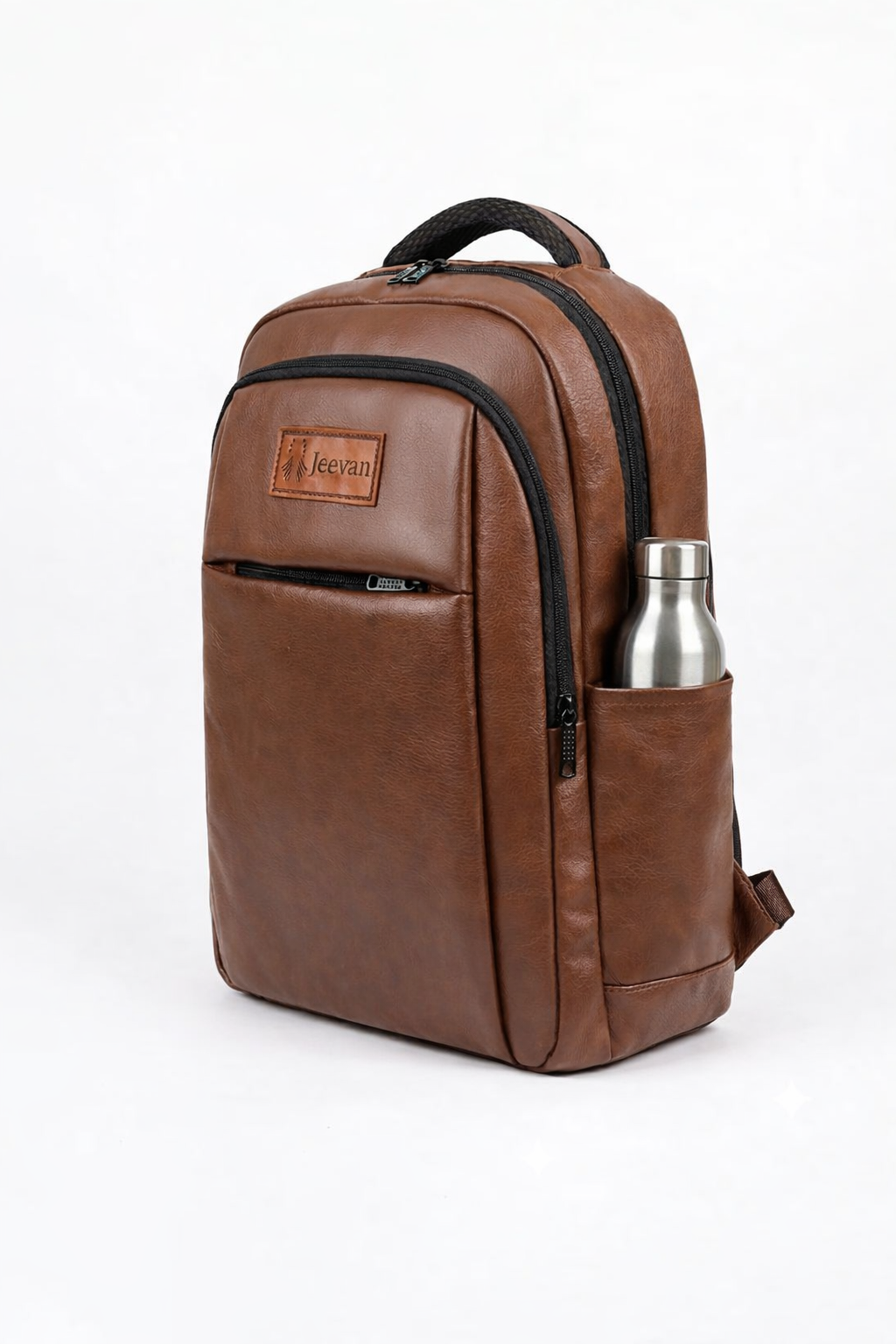 Jeevan Premium Faux Leather Backpack (Chocolate Brown)