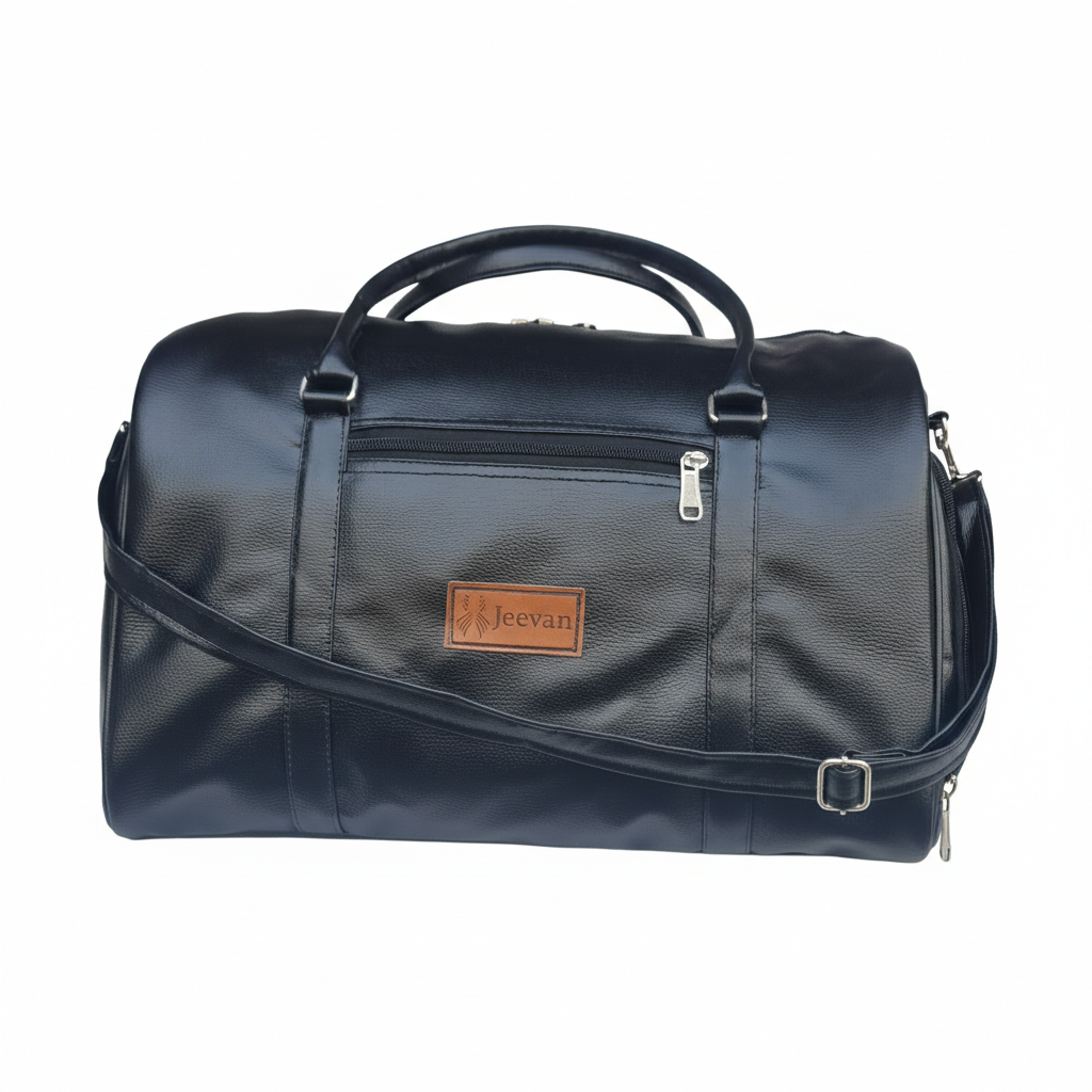 Jeevan Premium Faux Leather Duffle Bag (Black)