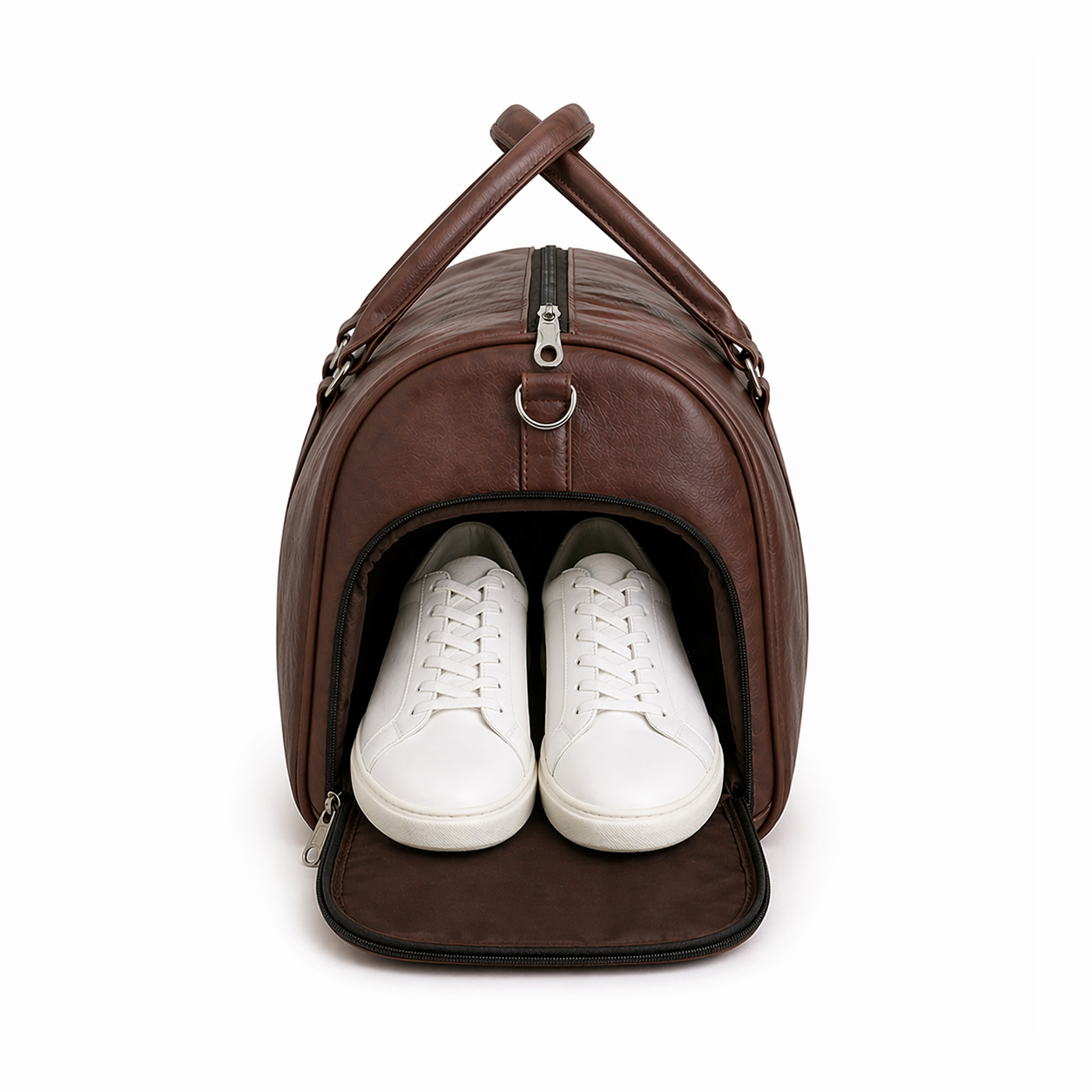 Jeevan Premium Faux Leather Duffle Bag with Shoes Pocket (Chocolate Brown)