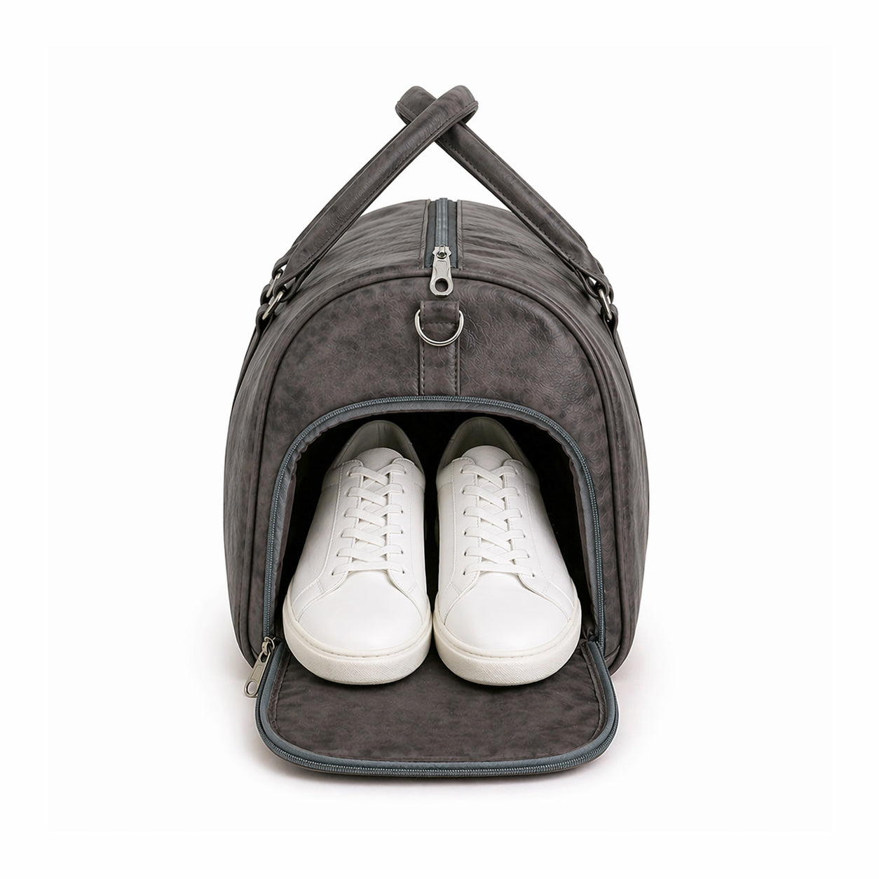 Jeevan Premium Faux Leather Duffle Bag with Shoes Pocket (Grey)