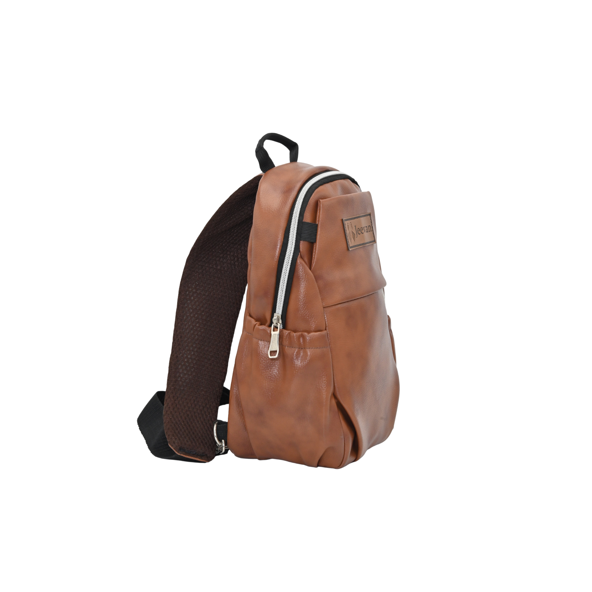 Jeevan Faux Leather Chest Cross Bag - Compact & Stylish (Camel Brown)