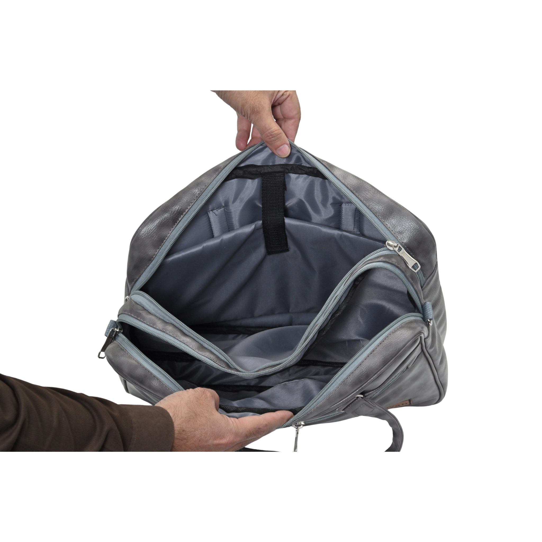 Jeevan Executive Faux Leather File Laptop Bag (Grey)