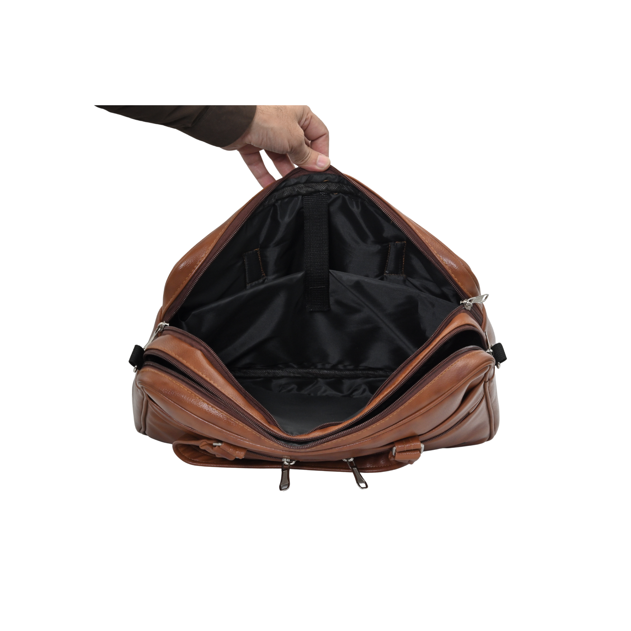 Jeevan Executive Faux Leather File Laptop Bag (Camel Brown)