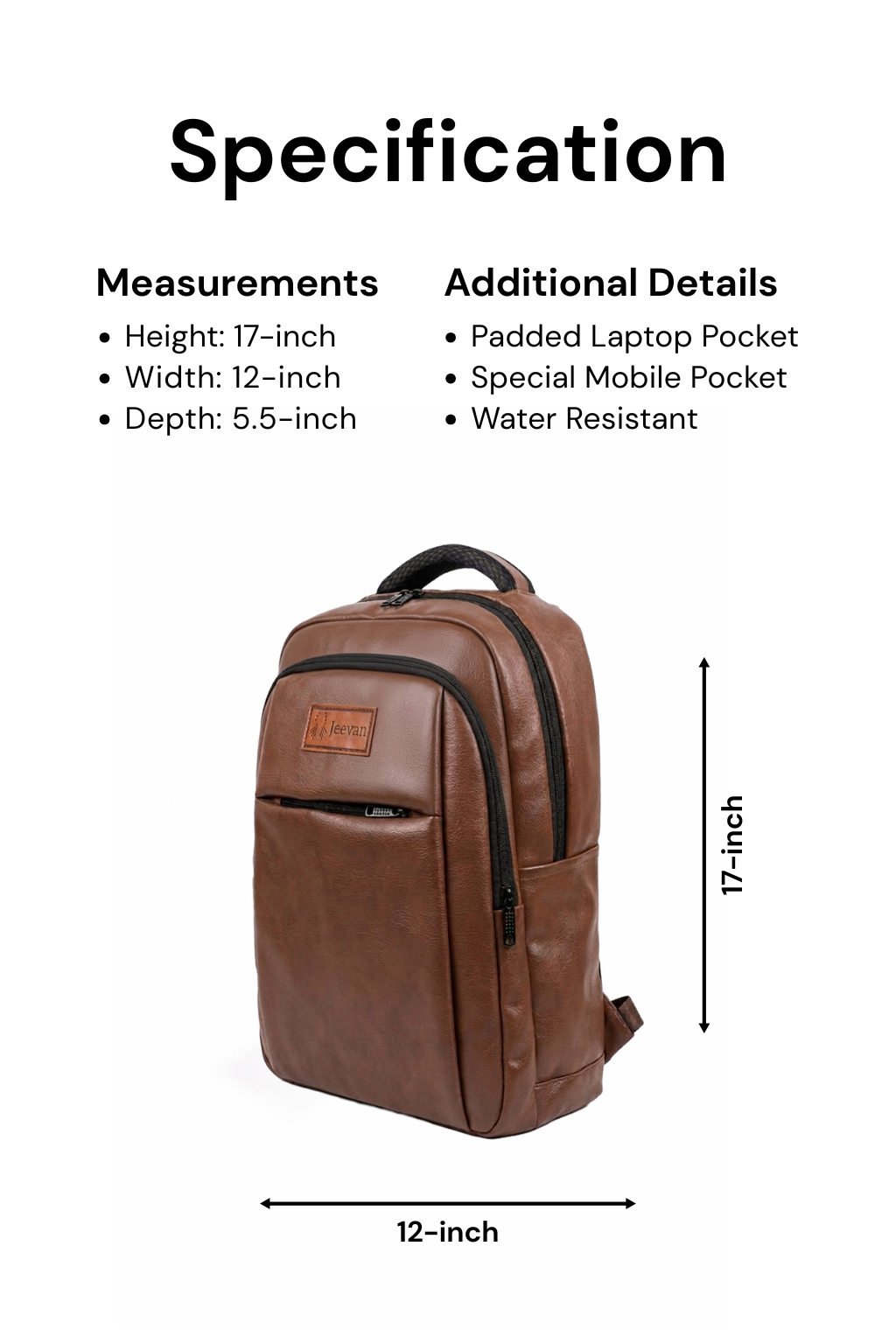 Jeevan Premium Faux Leather Backpack  (Chocolate Brown)