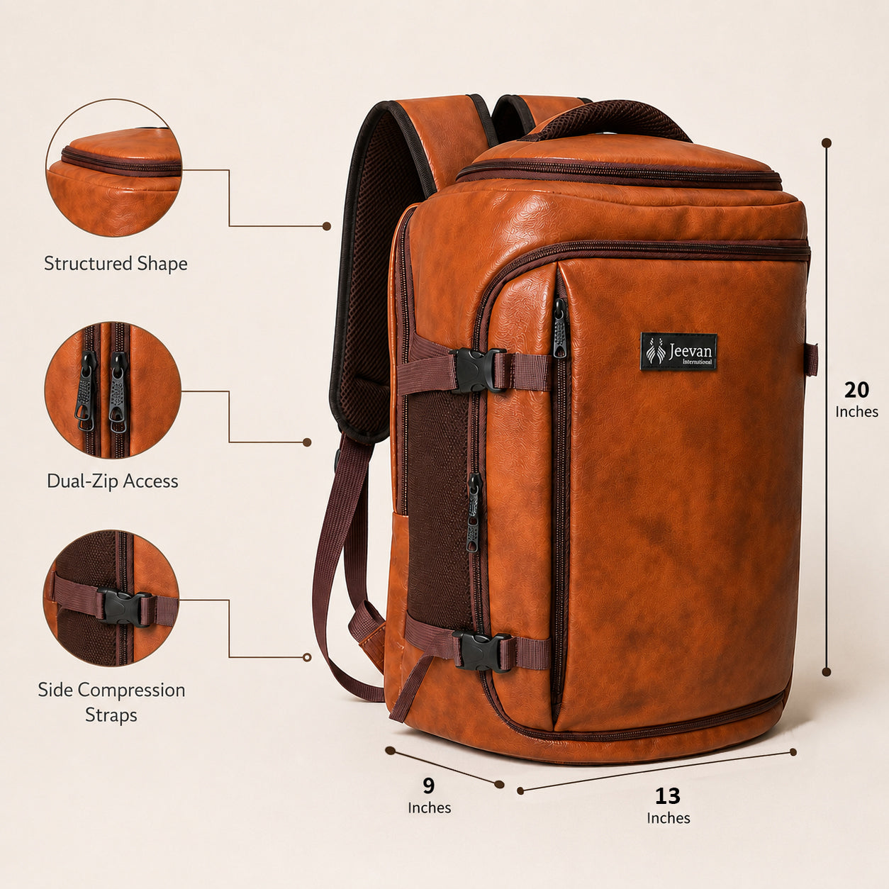 Jeevan Executive Travel Bag – Camel Brown