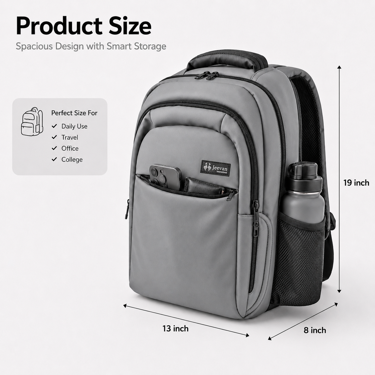 Urban Pro Multi-Compartment Laptop Backpack Grey – 19 Inch