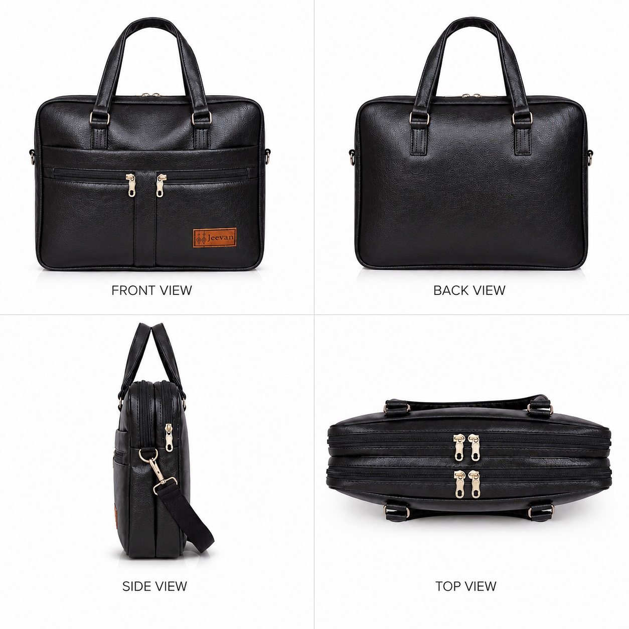 Jeevan Executive Faux Leather File Laptop Bag (Black)