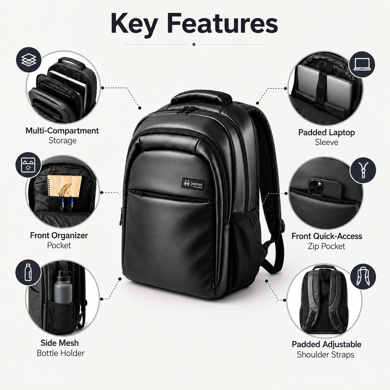 Urban Pro Multi-Compartment Laptop Backpack Black – 19 Inch