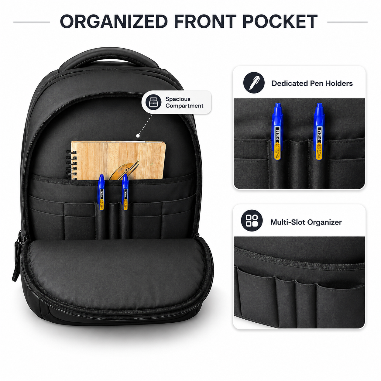 Urban Pro Multi-Compartment Laptop Backpack Black – 19 Inch