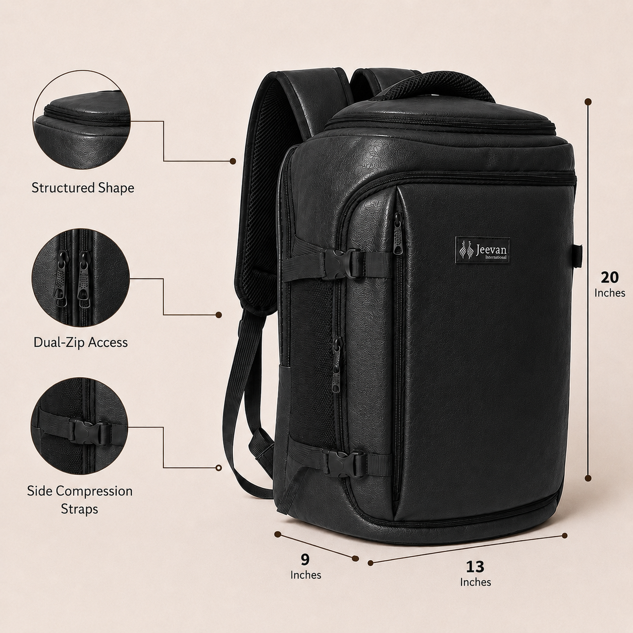 Jeevan Executive Travel Bag – Black