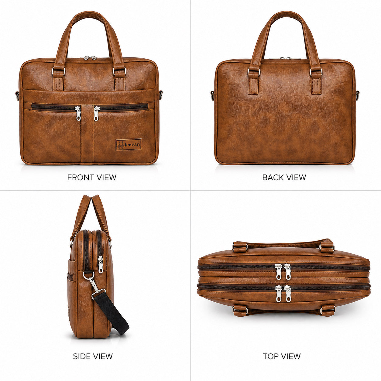 Jeevan Executive Faux Leather File Laptop Bag (Camel Brown)