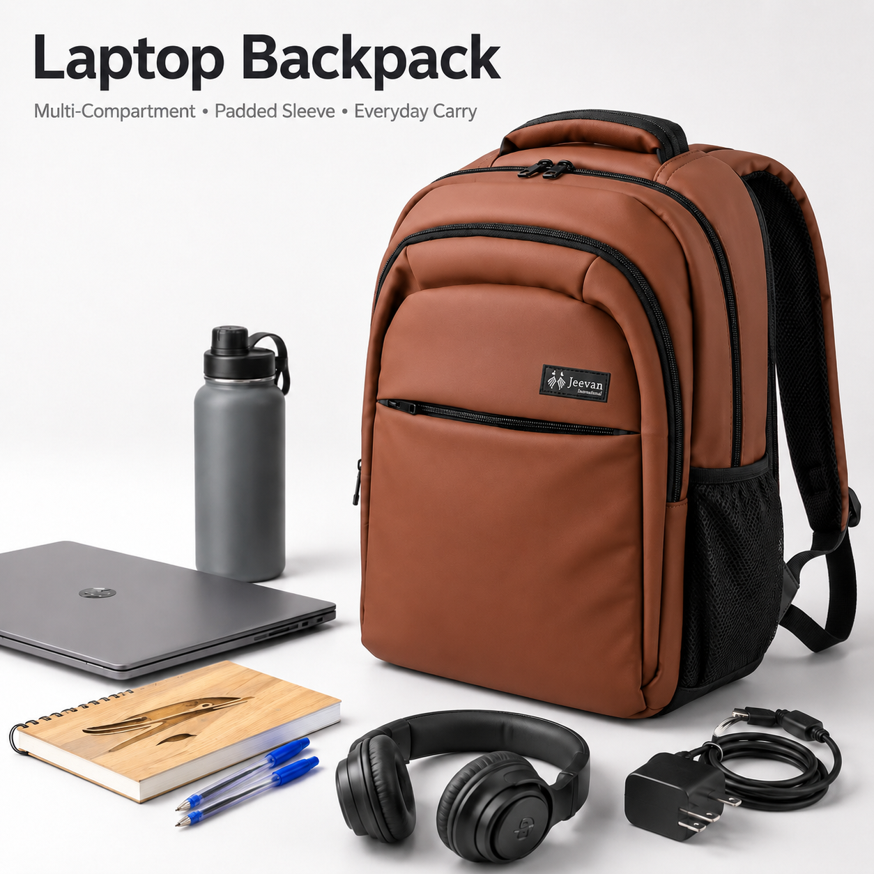 Urban Pro Multi-Compartment Laptop Backpack Brown – 19 Inch