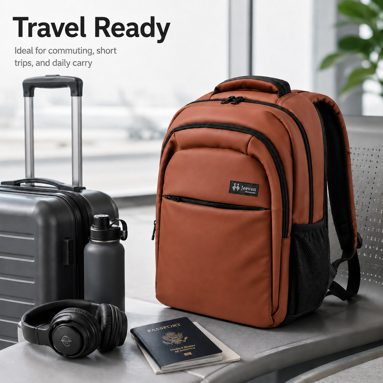 Urban Pro Multi-Compartment Laptop Backpack Brown – 19 Inch