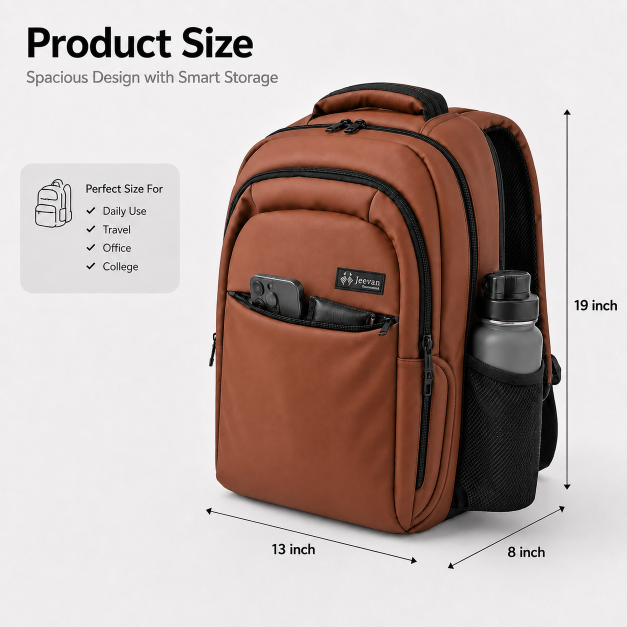 Urban Pro Multi-Compartment Laptop Backpack Brown – 19 Inch