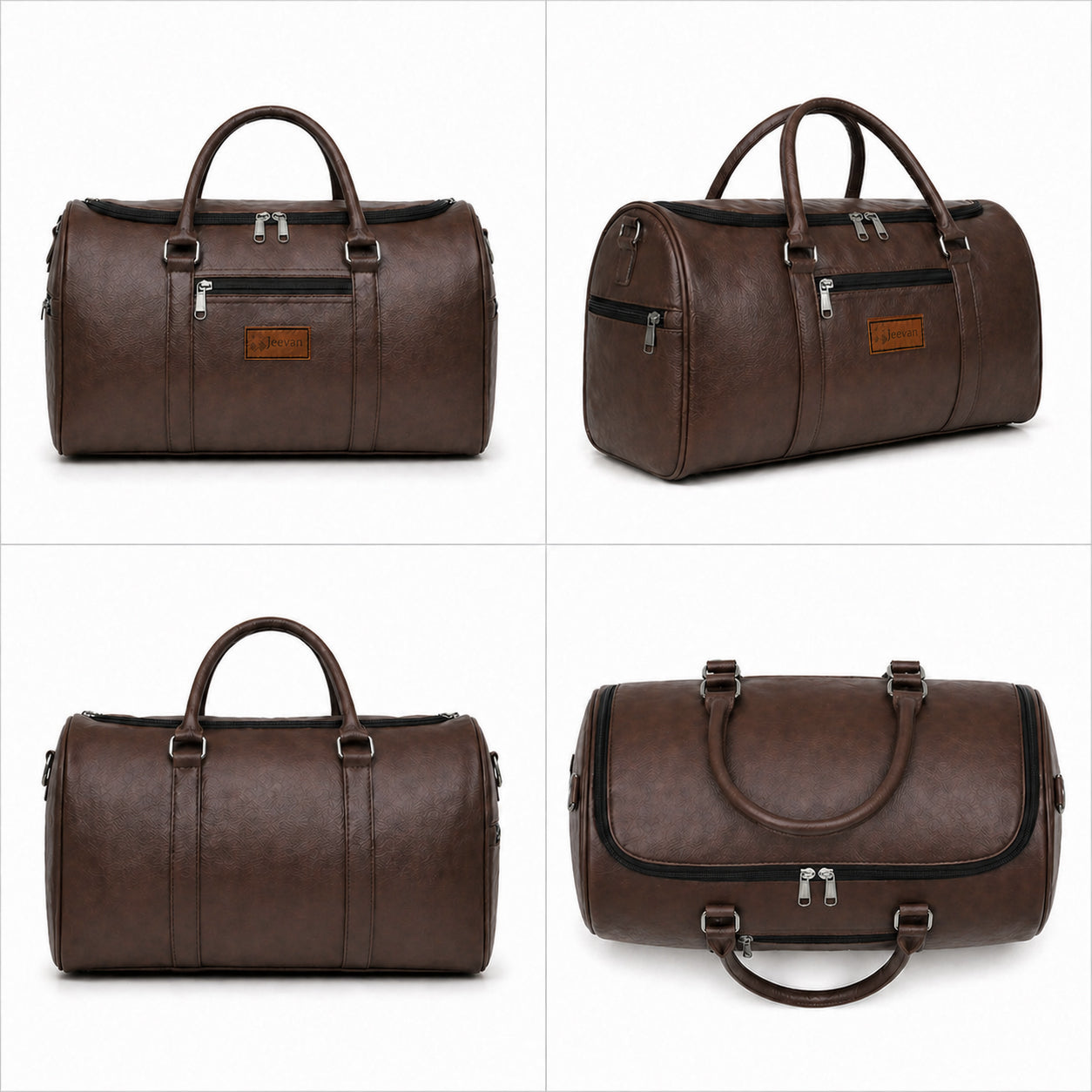 Jeevan Faux Leather Duffle Bag (Chocolate Brown)