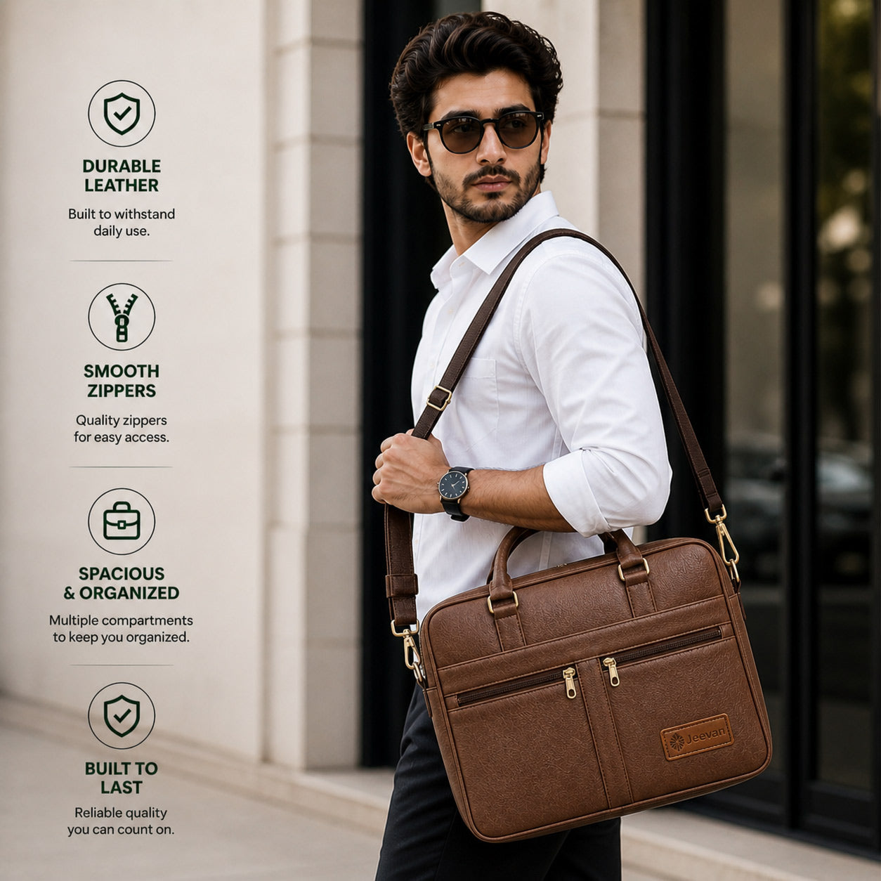 Jeevan Executive Faux Leather File Laptop Bag (Chocolate Brown)
