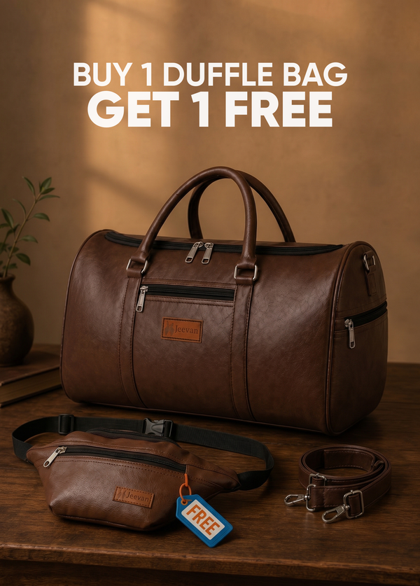 Jeevan Faux Leather Duffle Bag (Chocolate Brown)