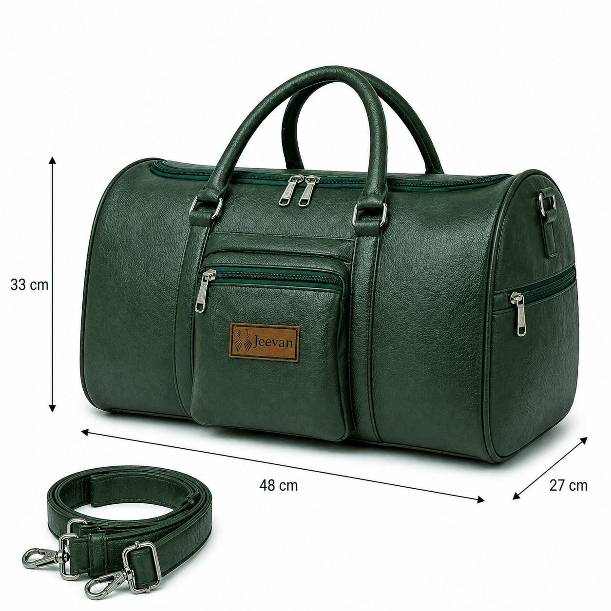 Jeevan Faux Leather Duffle Bag (Green)