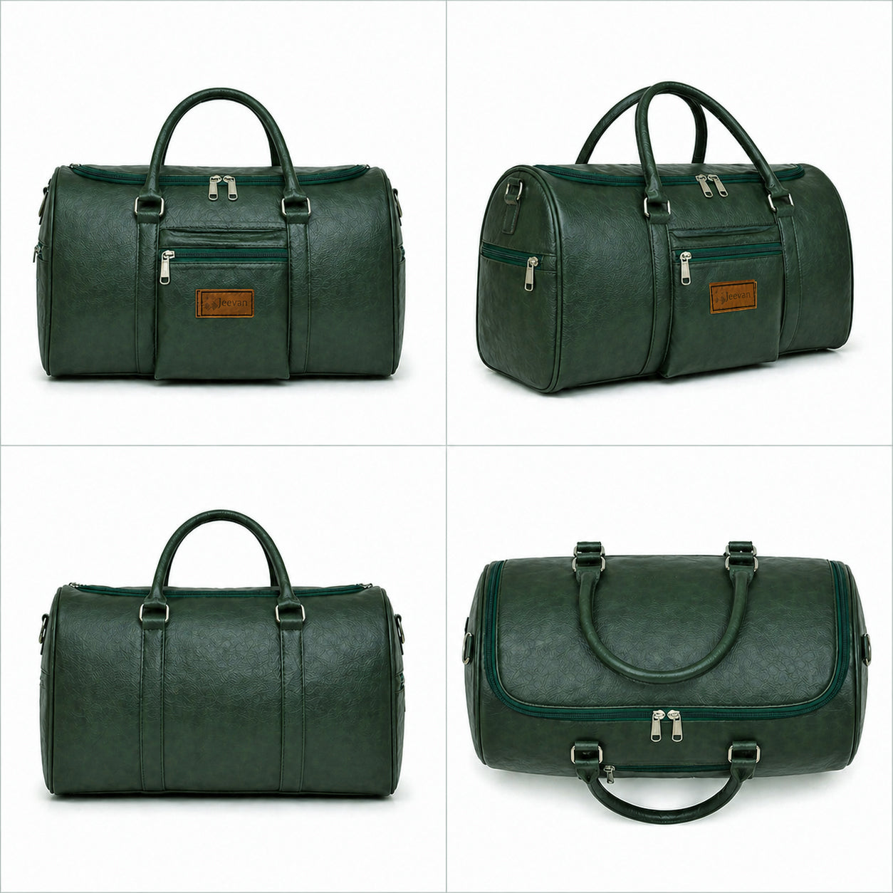 Jeevan Faux Leather Duffle Bag (Green)
