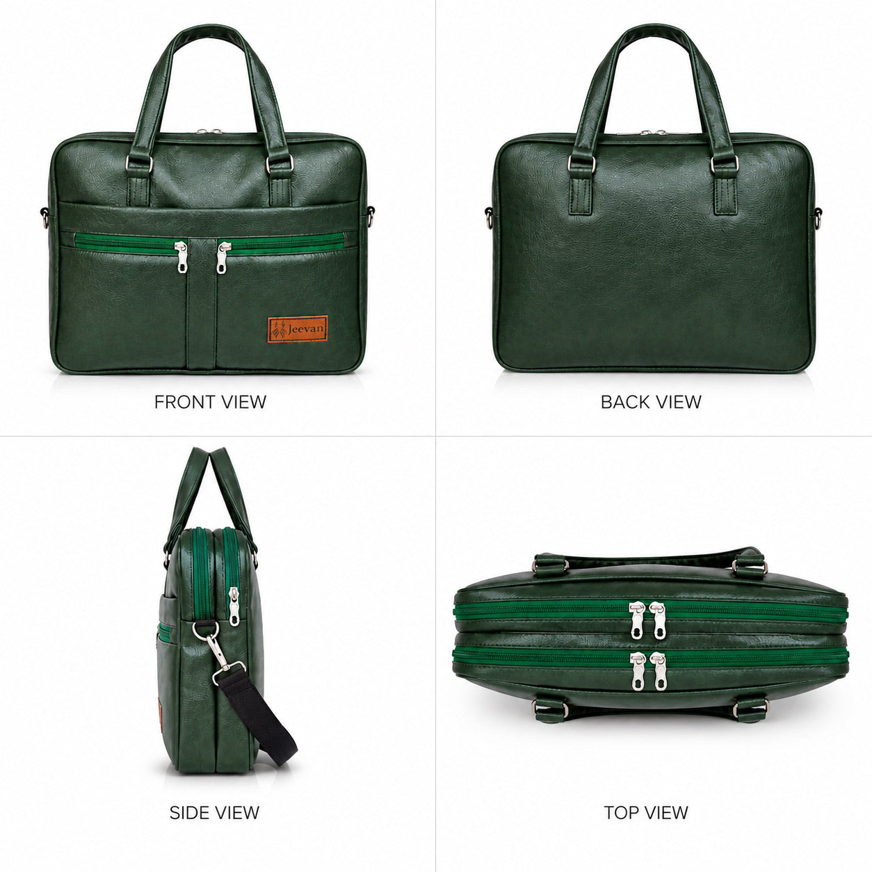 Jeevan Executive Faux Leather File Laptop Bag (Green)
