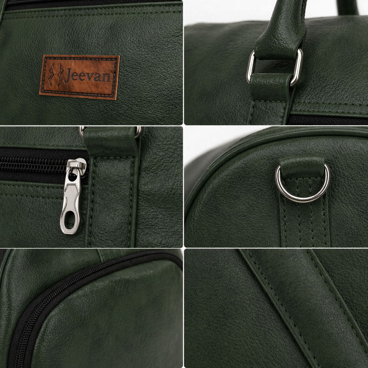 Jeevan Premium Faux Leather Duffle Bag with Shoes Pocket (Green)