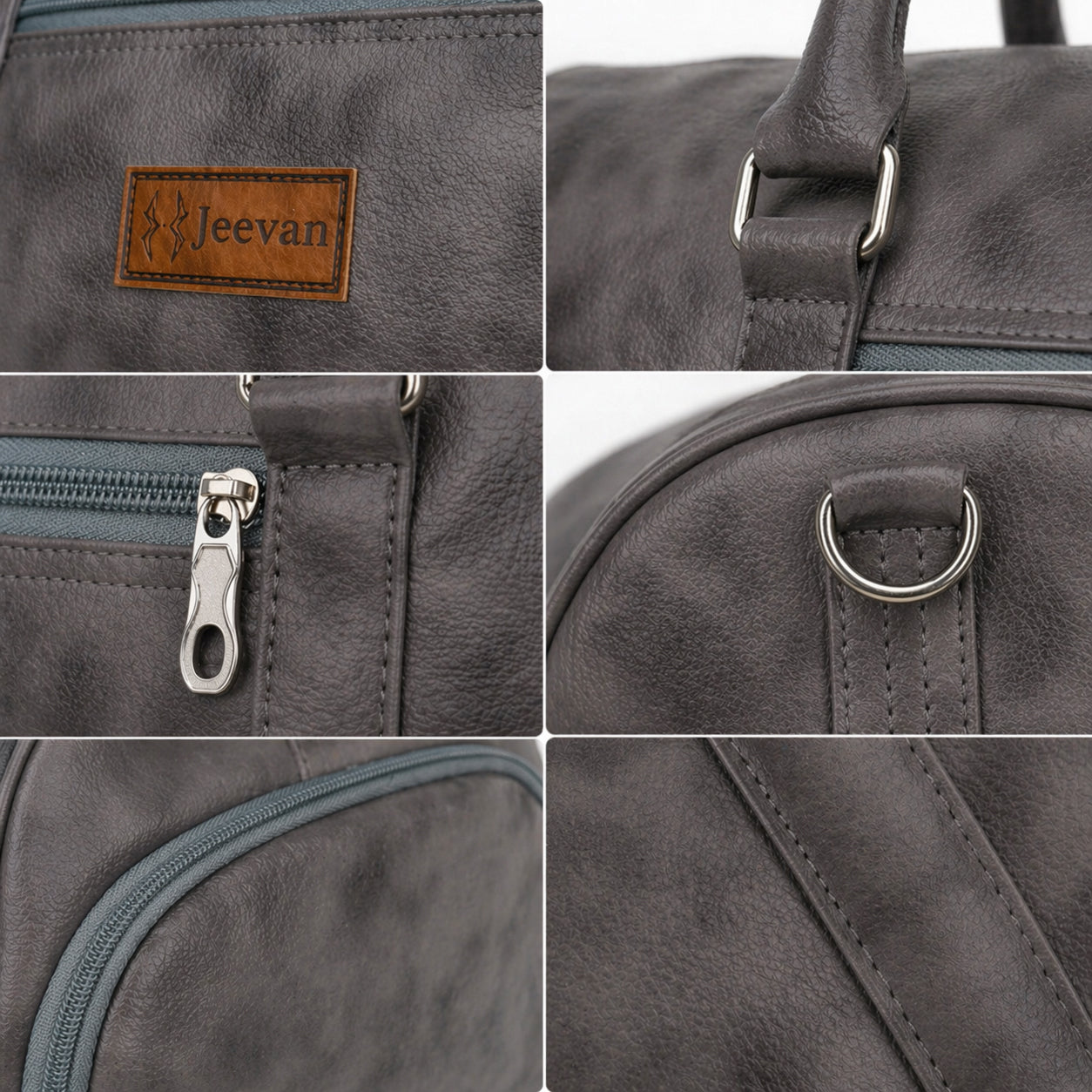 Jeevan Premium Faux Leather Duffle Bag with Shoes Pocket (Grey)