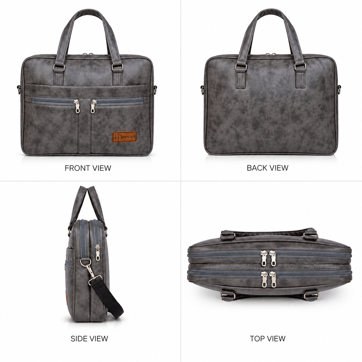 Jeevan Executive Faux Leather File Laptop Bag (Grey)