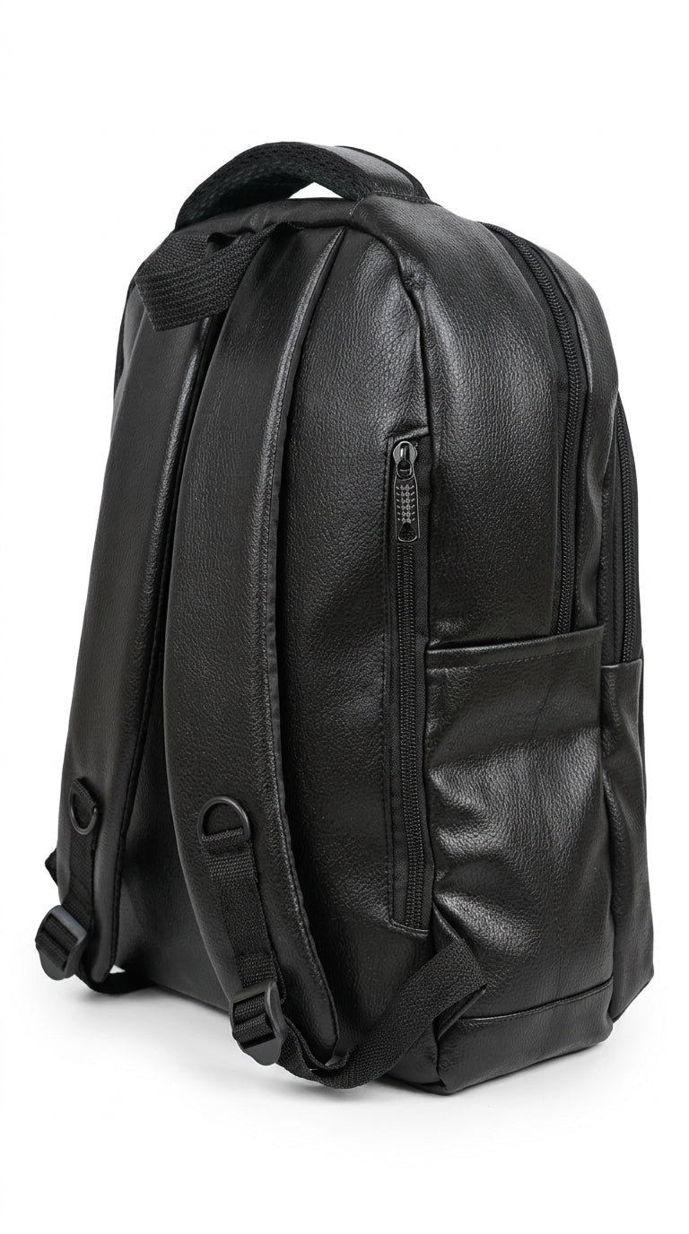 Jeevan Premium Faux Leather Backpack (Black)