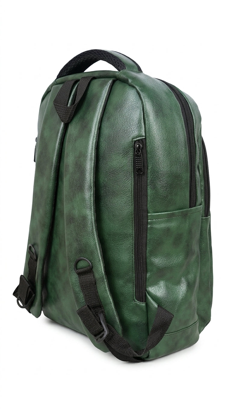 Jeevan Premium Faux Leather Backpack (Green)