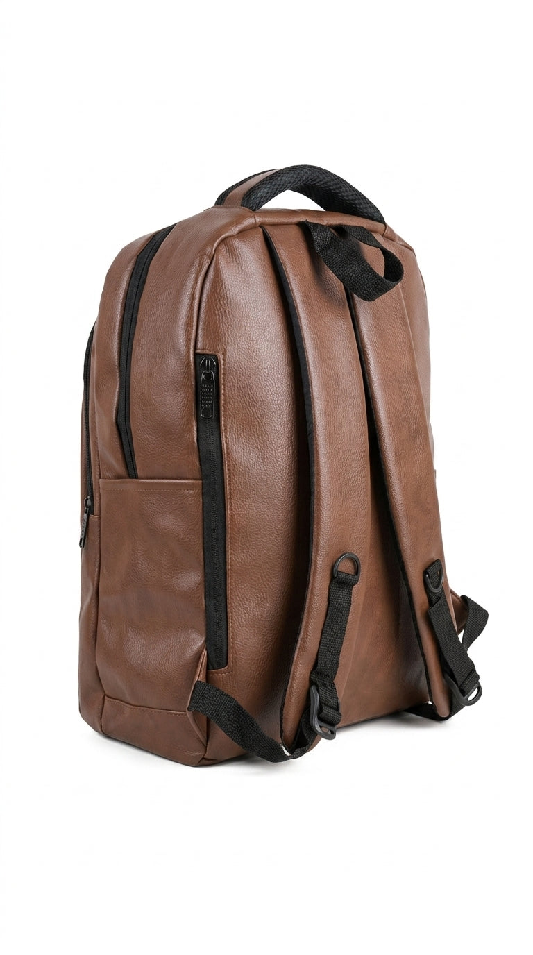 Jeevan Premium Faux Leather Backpack  (Chocolate Brown)